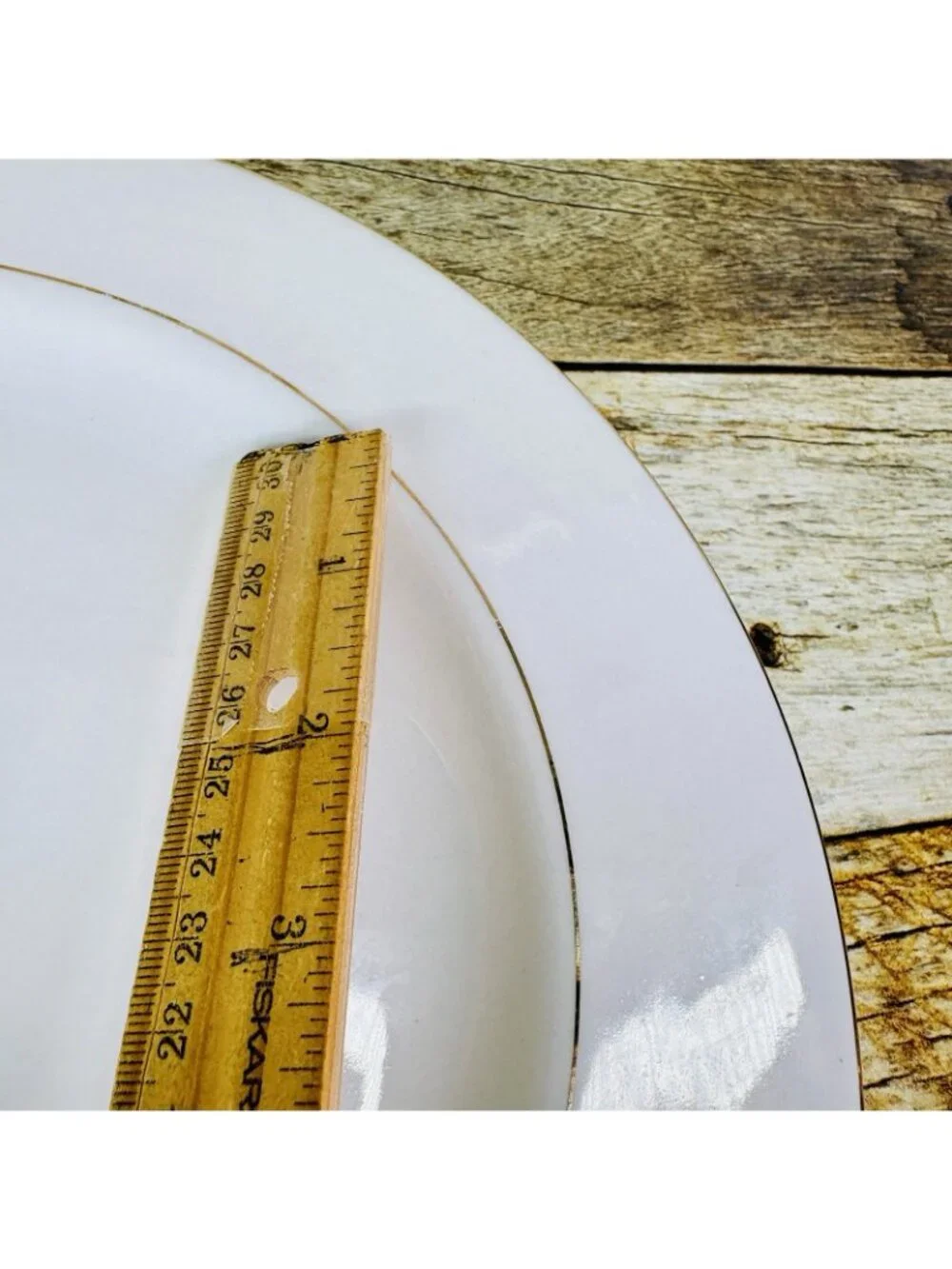 Vintage Kmart ELEGANT GOLD White Gold Trim Rim Porcelain Dinner Plates Set of 2